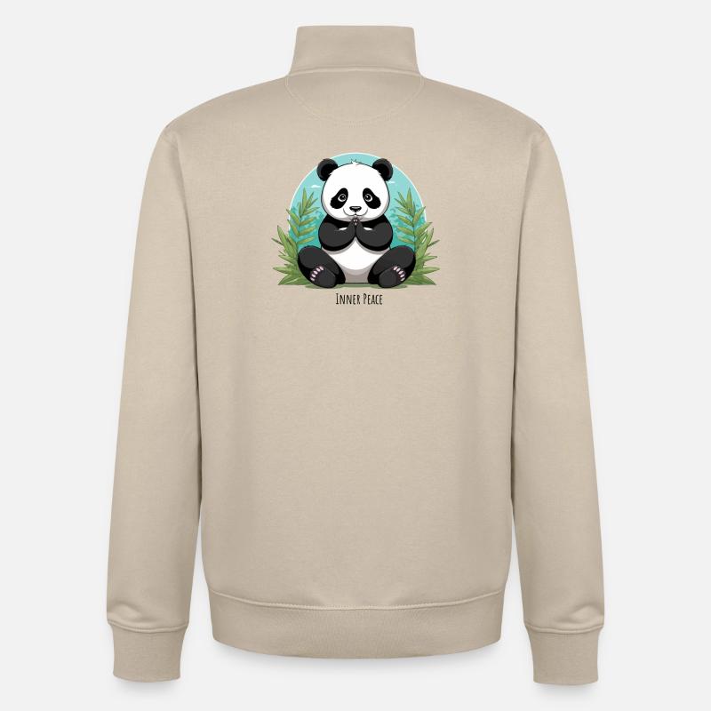 Inner Peace – Meditating Panda - Unisex Organic Zip Sweatshirt by Stanley/Stella - desert dust
