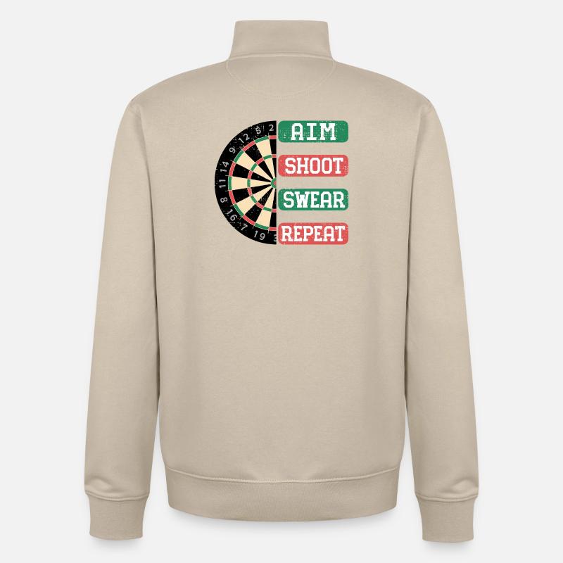 Aim Shoot Wear Repeat Dartboard Style - Unisex Organic Zip Sweatshirt von Stanley/Stella - Cremebeige