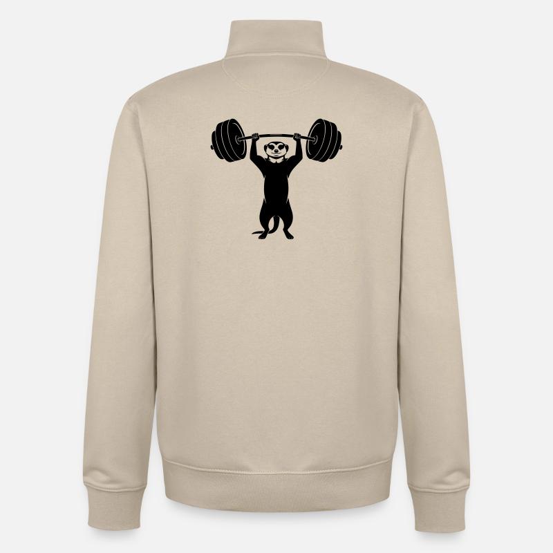 Starkes Erdmännchen mit Hantel - Unisex Organic Zip Sweatshirt von Stanley/Stella - Cremebeige