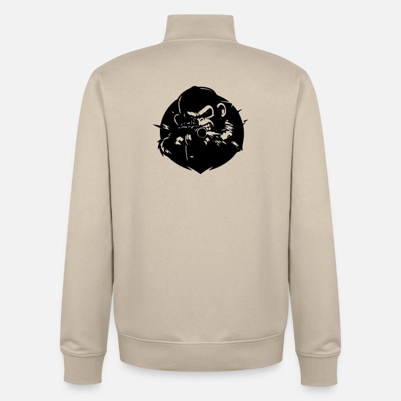 Affe mit Gewehr - Unisex Organic Zip Sweatshirt von Stanley/Stella - Cremebeige