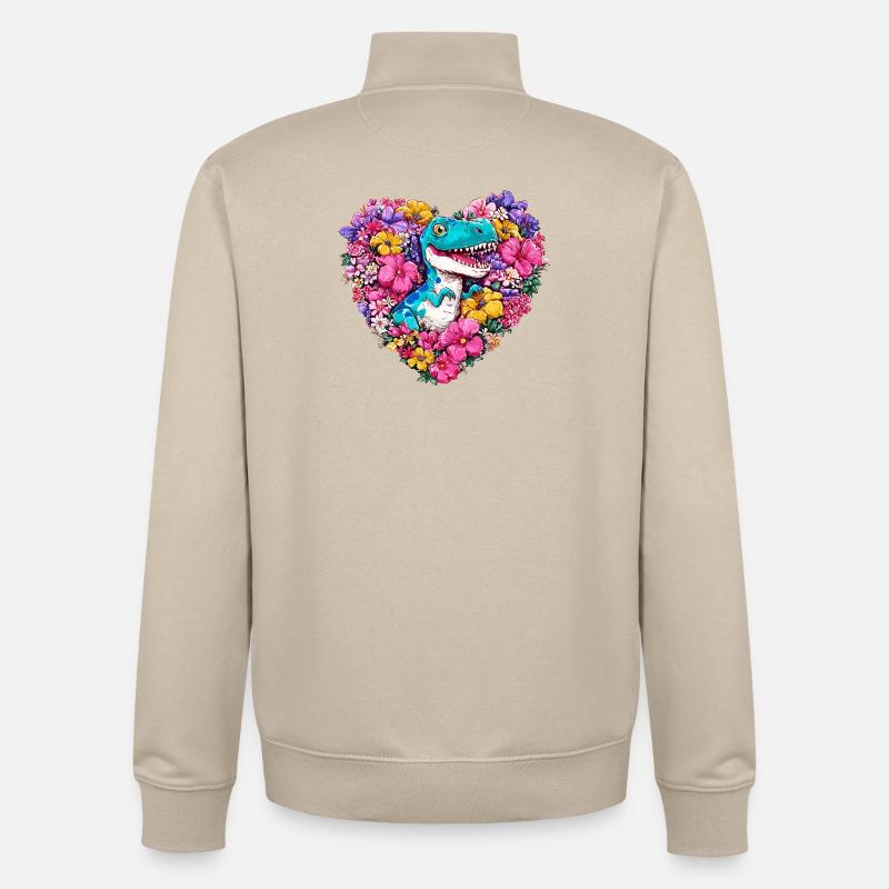 Cœur de Fleur de Dino - Sweat zippé unisexe en coton bio Stanley/Stella - beige crème