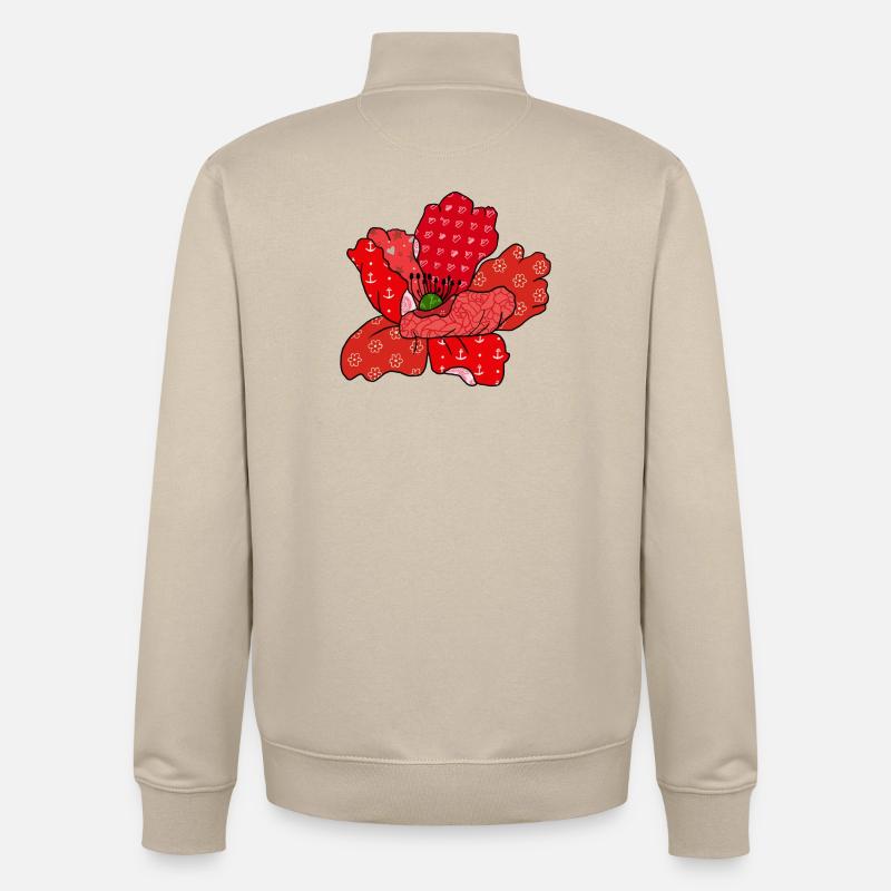 Roter_Mustermohn - Unisex Organic Zip Sweatshirt von Stanley/Stella - Cremebeige