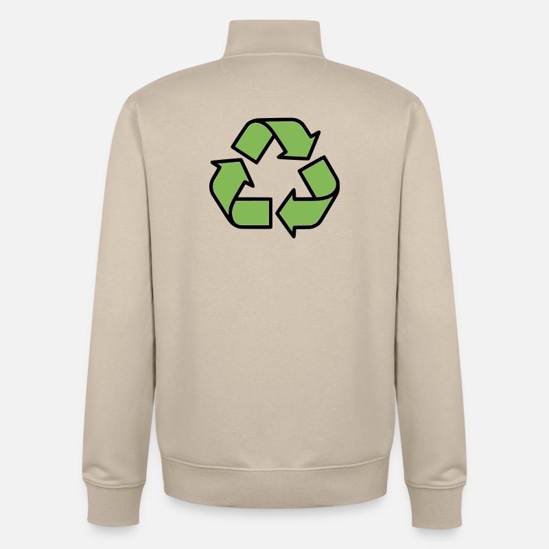 Plan du panneau de recyclage - Sweat zippé unisexe en coton bio Stanley/Stella - beige crème