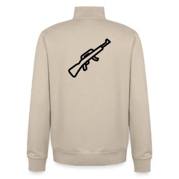 Submachine gun - Unisex Organic Zip Sweatshirt by Stanley/Stella - desert dust - Back - AI Model Male 185 dark (185cm)