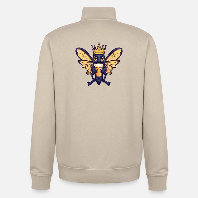 Roi de la Bière Libellule - Sweat zippé unisexe en coton bio Stanley/Stella - beige crème