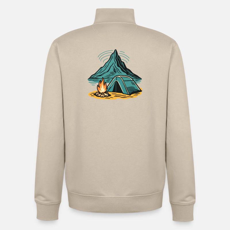 Mountain camping firelight - Unisex Organic Zip Sweatshirt by Stanley/Stella - desert dust