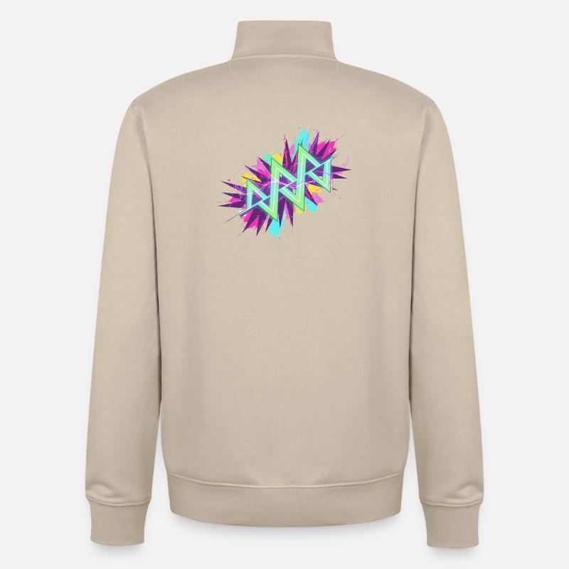 Graffiti en zigzag néon - Sweat zippé unisexe en coton bio Stanley/Stella - beige crème
