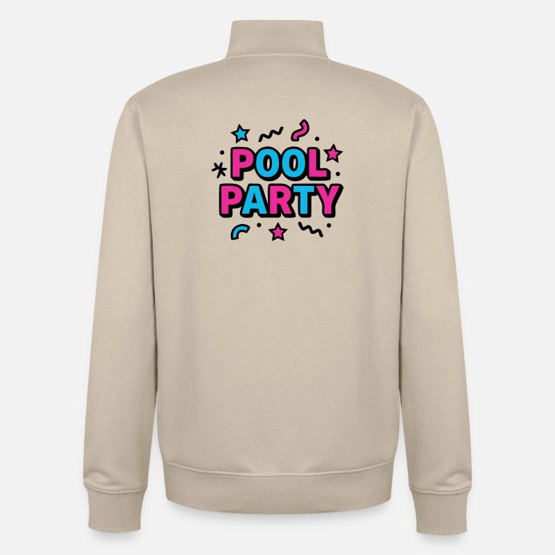 Pool Party 90s Lettering - Unisex Organic Zip Sweatshirt by Stanley/Stella - desert dust