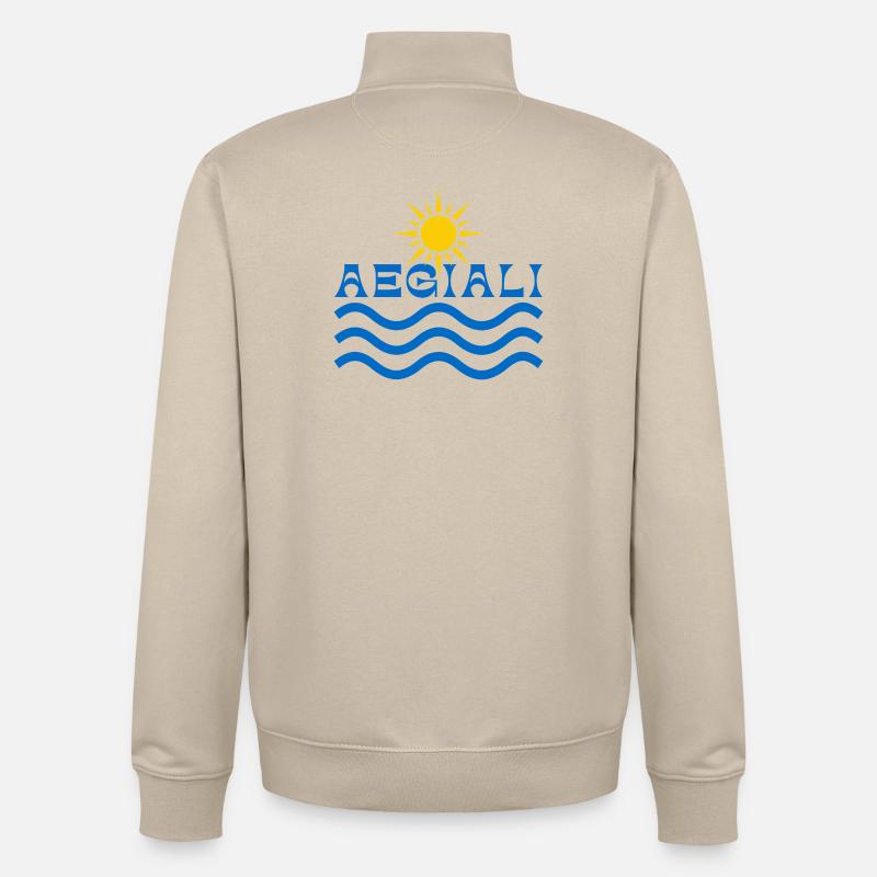 Soleil et Vagues d’Aegiali - Sweat zippé unisexe en coton bio Stanley/Stella - beige crème