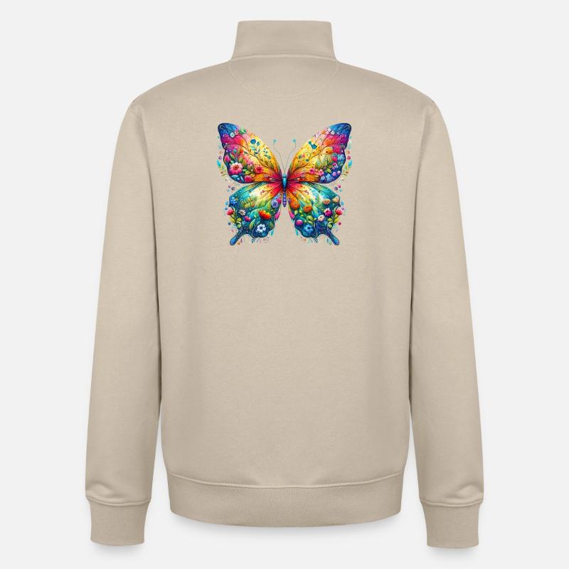 Papillon - Sweat zippé unisexe en coton bio Stanley/Stella - beige crème
