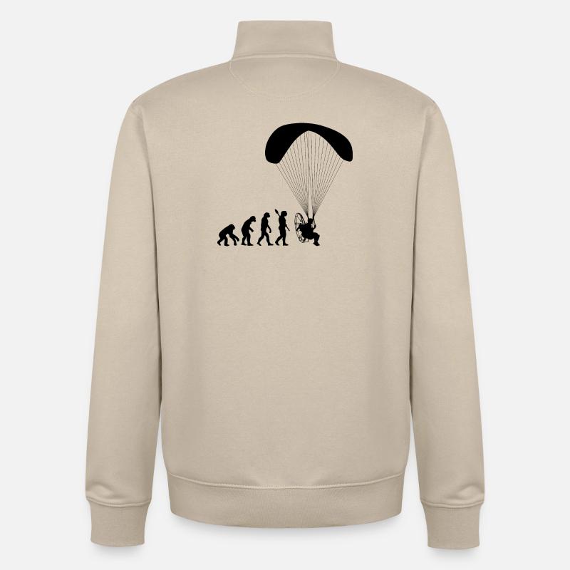 Paramotoring Human Evolution Funny - Unisex Organic Zip Sweatshirt by Stanley/Stella - desert dust