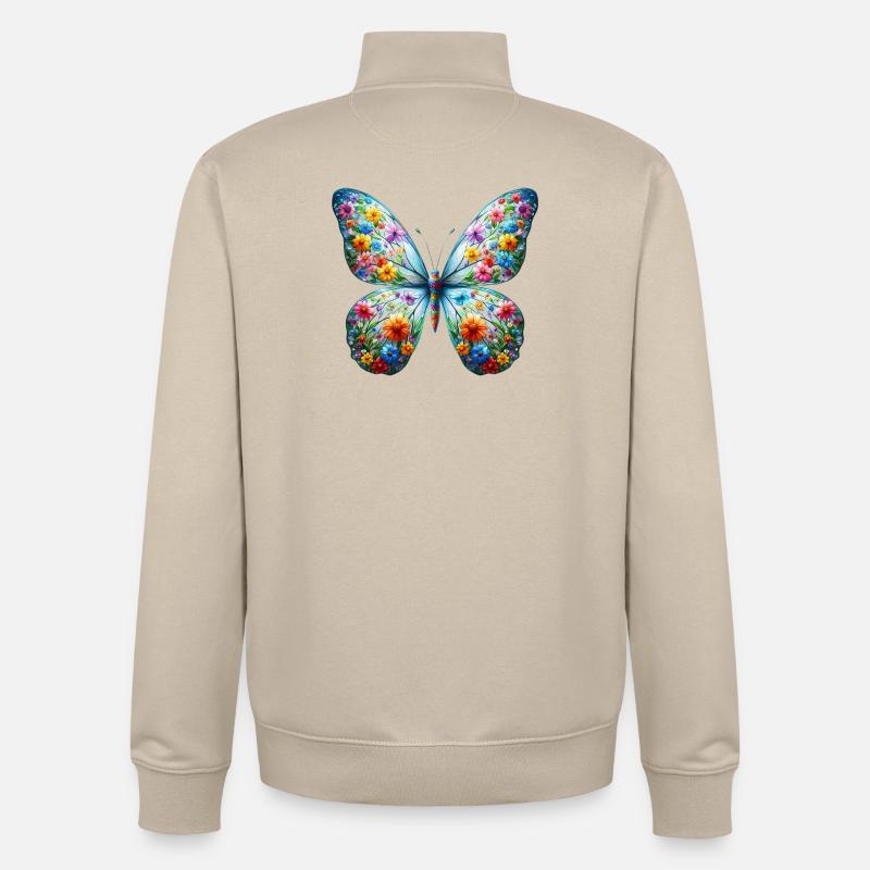 Papillon - Sweat zippé unisexe en coton bio Stanley/Stella - beige crème