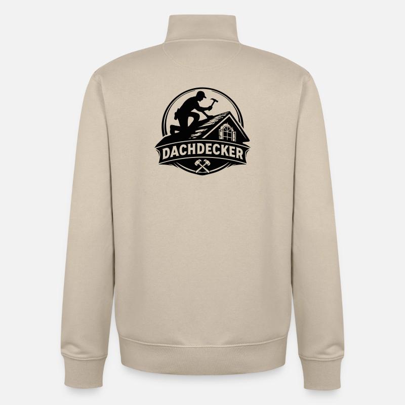 Silhouette de couvreur sur le toit - Sweat zippé unisexe en coton bio Stanley/Stella - beige crème