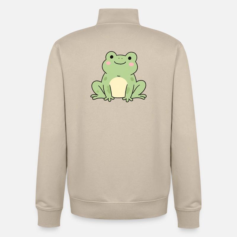 Grenouille Grenouille Crapaud Vert Charm Design - Sweat zippé unisexe en coton bio Stanley/Stella - beige crème
