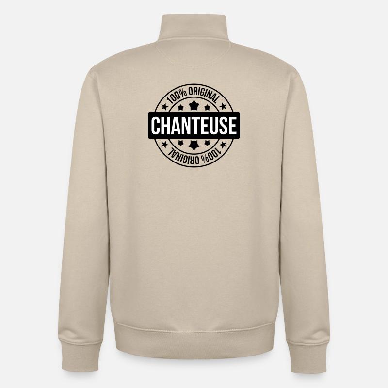 Chanteuse - Chanter - Chanson - Sweat zippé unisexe en coton bio Stanley/Stella - beige crème