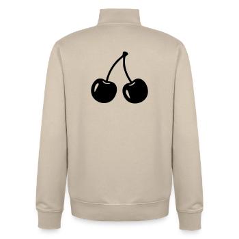 Silhouette cerise – Motif de fruits sucrés - Sweat zippé unisexe en coton bio Stanley/Stella - beige crème - Dos - AI Model Male 185 dark (185cm)