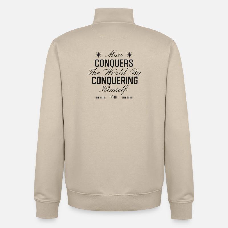 Dominating the world through self-control - Unisex Organic Zip Sweatshirt by Stanley/Stella - desert dust