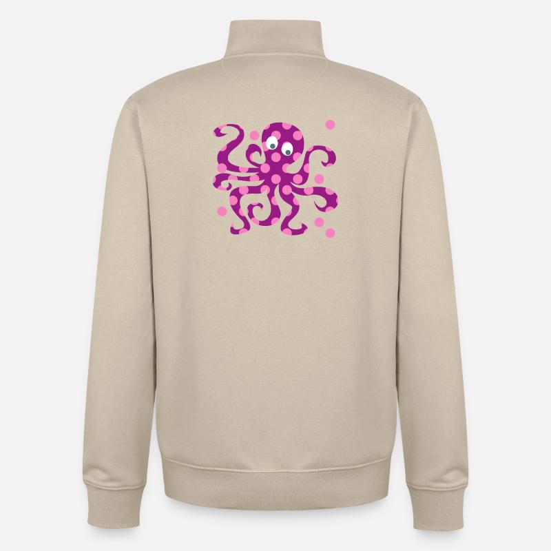 Nursery rose Octopus Dots Squid - Sweat zippé unisexe en coton bio Stanley/Stella - beige crème