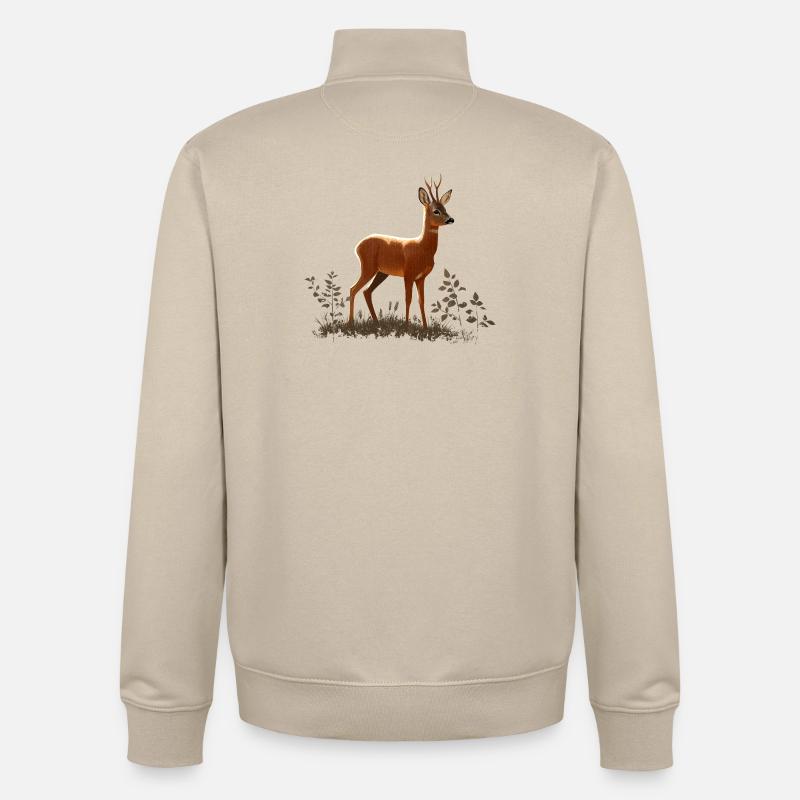 Chevreuil - Sweat zippé unisexe en coton bio Stanley/Stella - beige crème