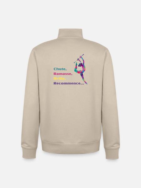 Chute-_Ramasse-_Recommence-- - Sweat zippé unisexe en coton bio Stanley/Stella - beige crème