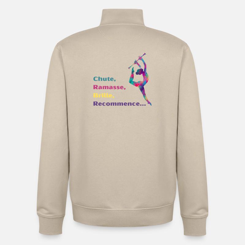 Chute-_Ramasse-_Recommence-- - Sweat zippé unisexe en coton bio Stanley/Stella - beige crème