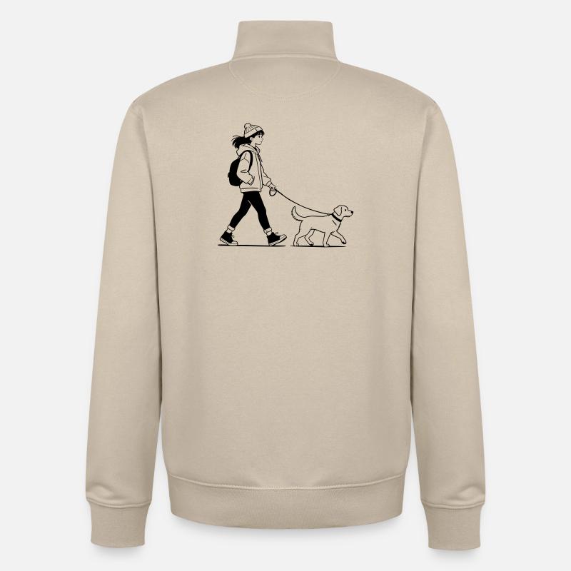 Promenade de chien - Sweat zippé unisexe en coton bio Stanley/Stella - beige crème