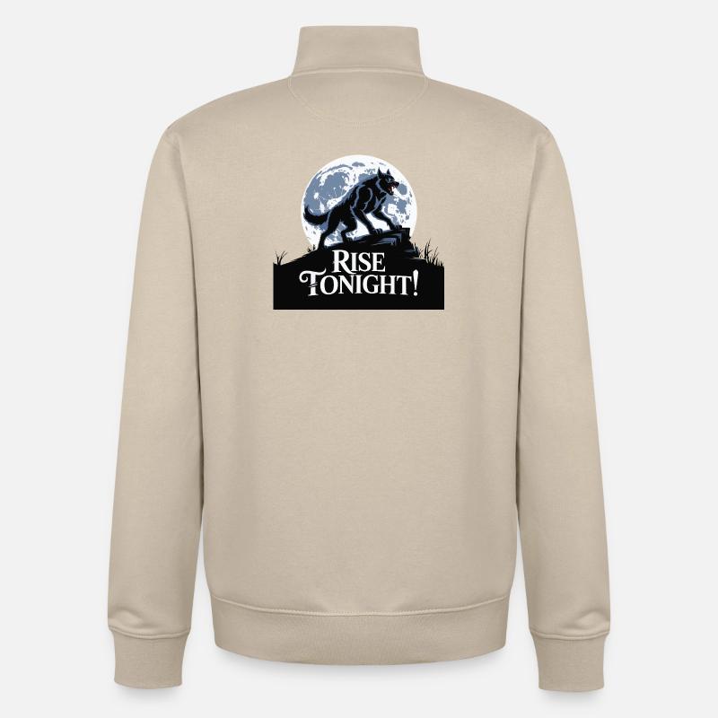 Lone Wolf Rise Tonight Moon Graphic - Unisex Organic Zip Sweatshirt by Stanley/Stella - desert dust