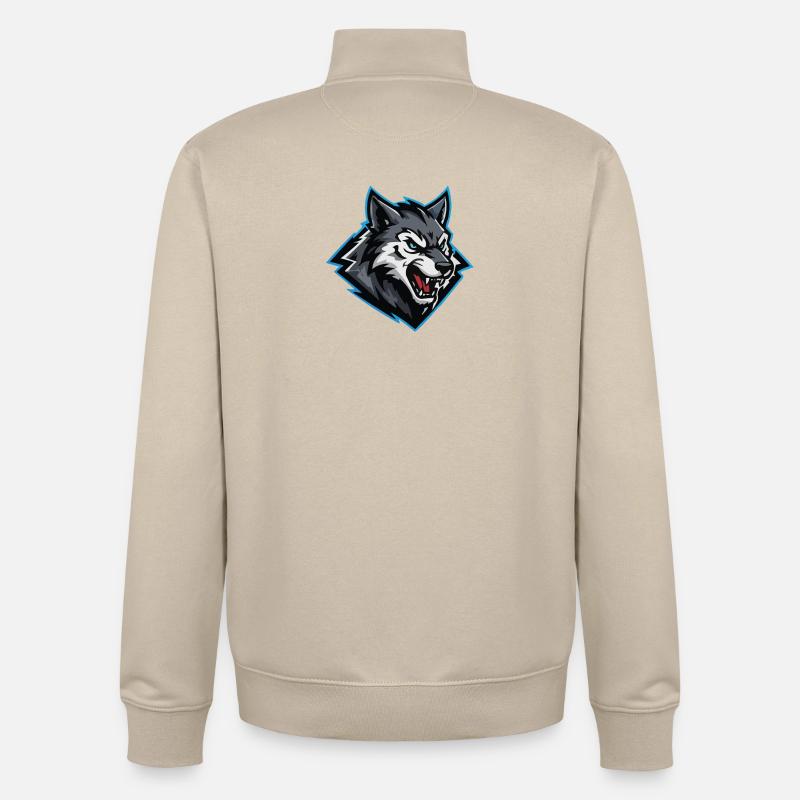 Wolf Attack Logo - Unisex Organic Zip Sweatshirt by Stanley/Stella - desert dust