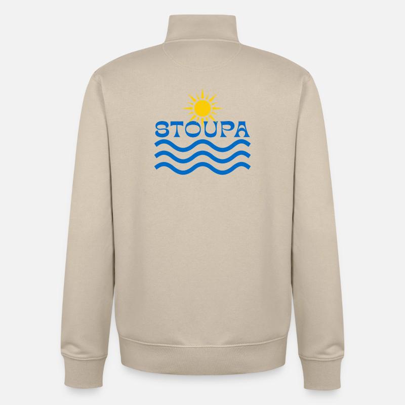 Vagues de Soleil de Stoupa - Sweat zippé unisexe en coton bio Stanley/Stella - beige crème