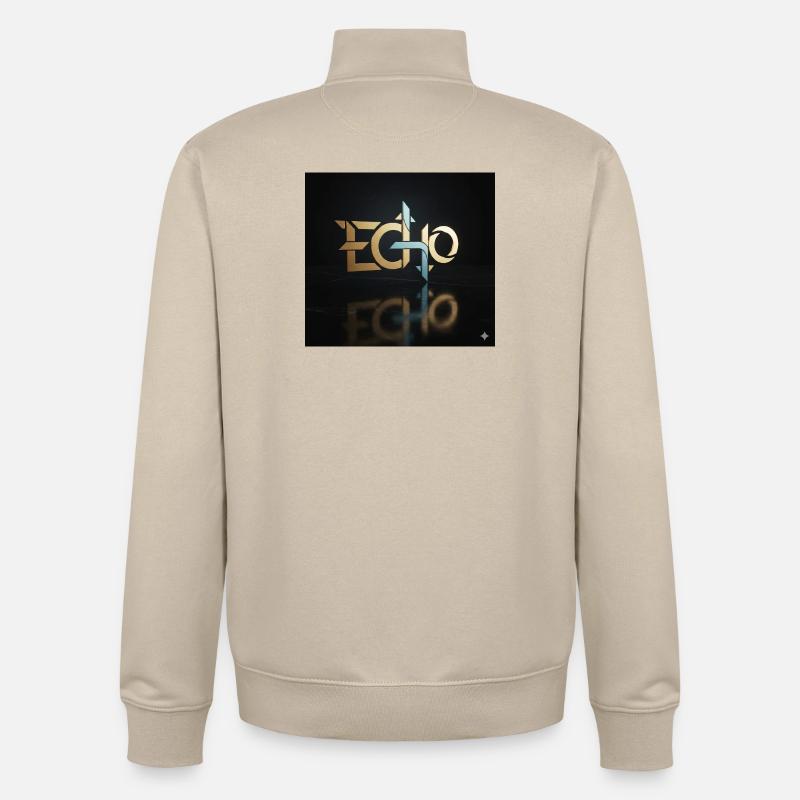 Jeu de lumière Echo Geometry - Sweat zippé unisexe en coton bio Stanley/Stella - beige crème