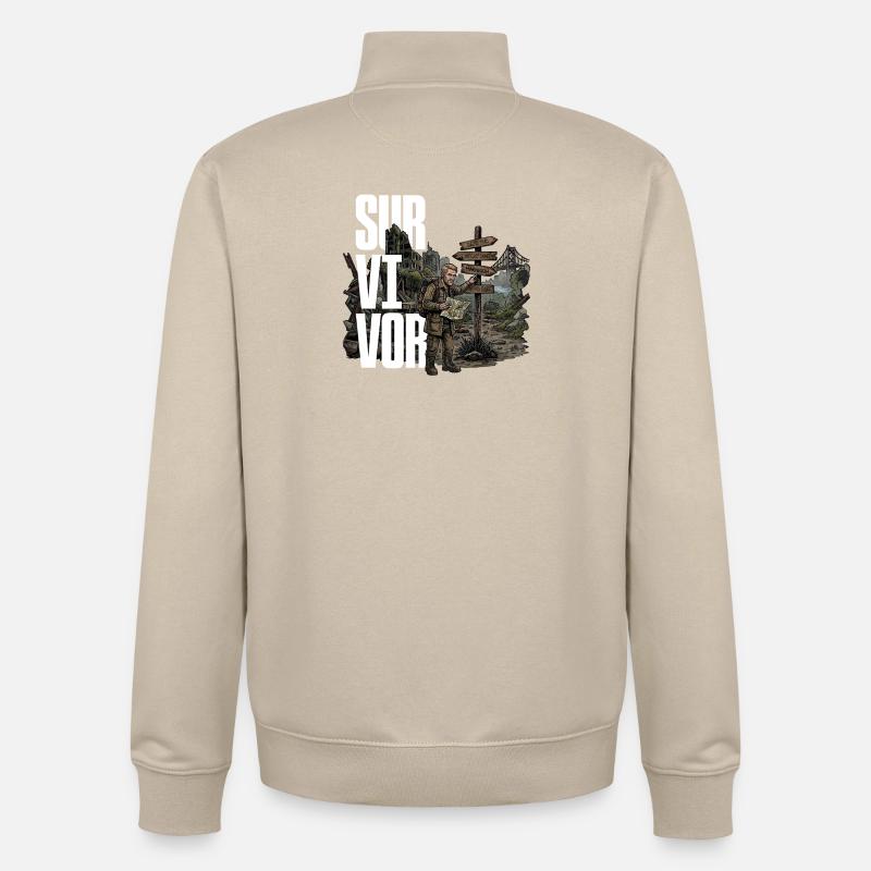 Survivant - Sweat zippé unisexe en coton bio Stanley/Stella - beige crème