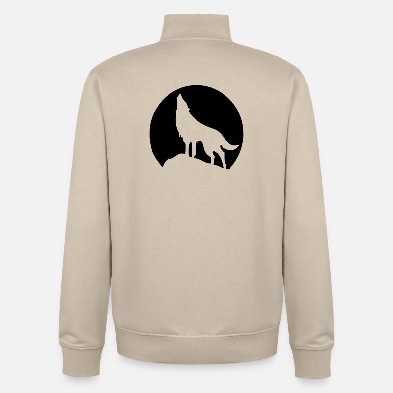 Wolf - Mond - Unisex Organic Zip Sweatshirt von Stanley/Stella - Cremebeige