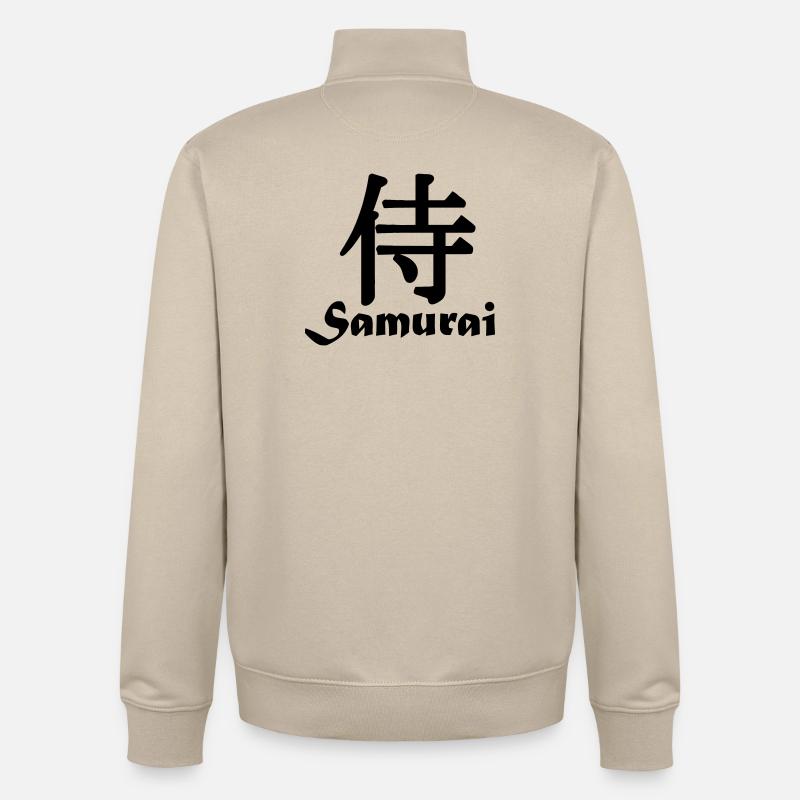 Samurai mit Text - Unisex Organic Zip Sweatshirt von Stanley/Stella - Cremebeige
