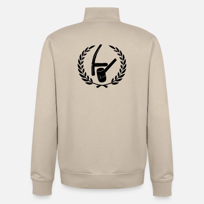 Pflastererlogo in Lorbeerkranz - Unisex Organic Zip Sweatshirt von Stanley/Stella - Cremebeige