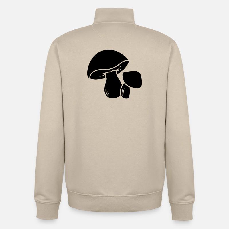 Logo du champignon - Sweat zippé unisexe en coton bio Stanley/Stella - beige crème