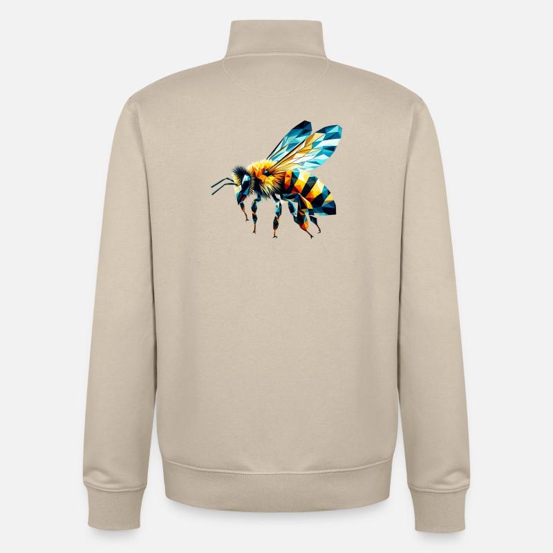 Abeille polygonale - Sweat zippé unisexe en coton bio Stanley/Stella - beige crème