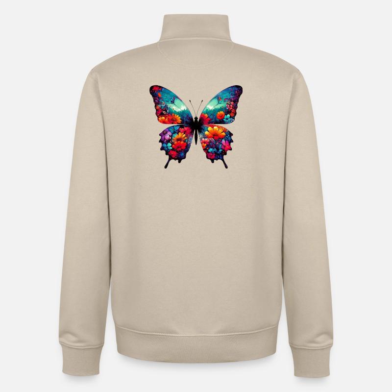 Papillon - Sweat zippé unisexe en coton bio Stanley/Stella - beige crème