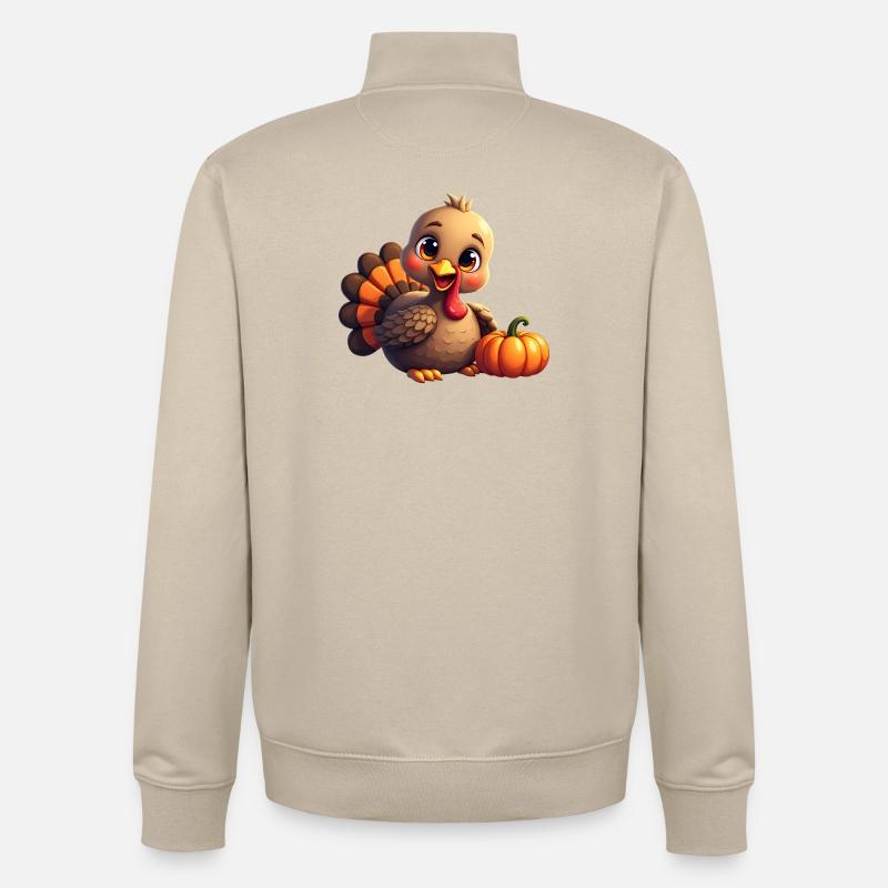 Bébé dinde de Thanksgiving - Sweat zippé unisexe en coton bio Stanley/Stella - beige crème