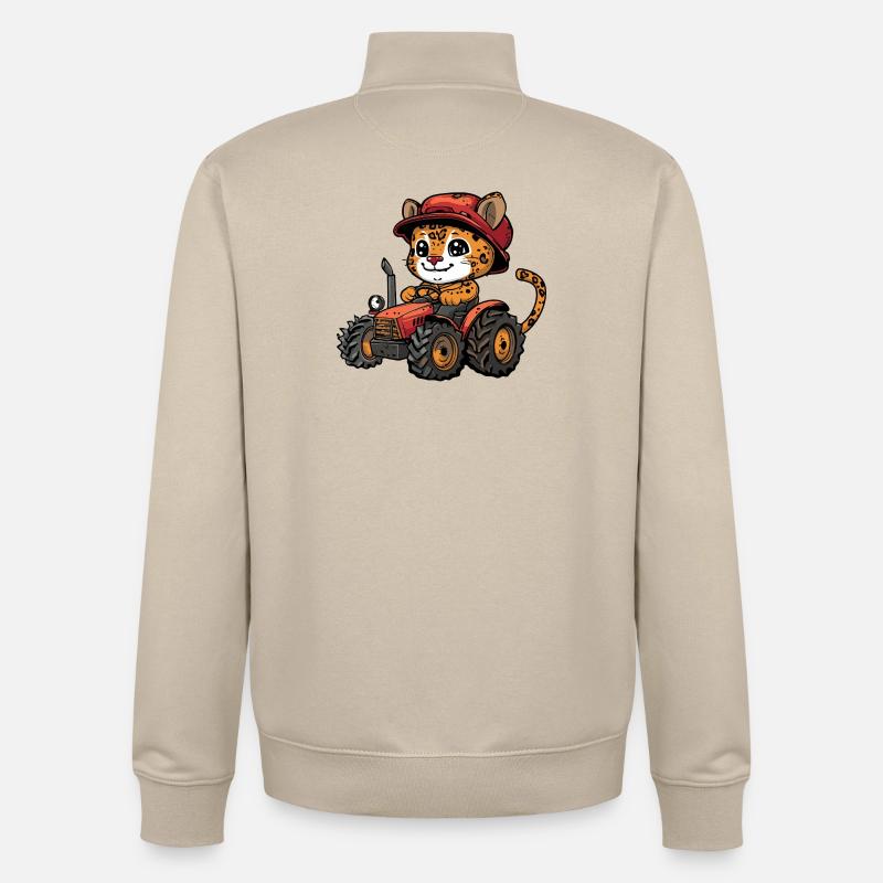 Leopard Traktor Farmer - Unisex Organic Zip Sweatshirt von Stanley/Stella - Cremebeige
