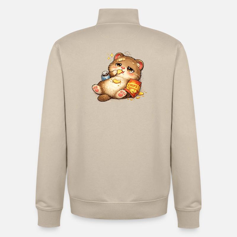 Chat amoureux des biscuits - Sweat zippé unisexe en coton bio Stanley/Stella - beige crème