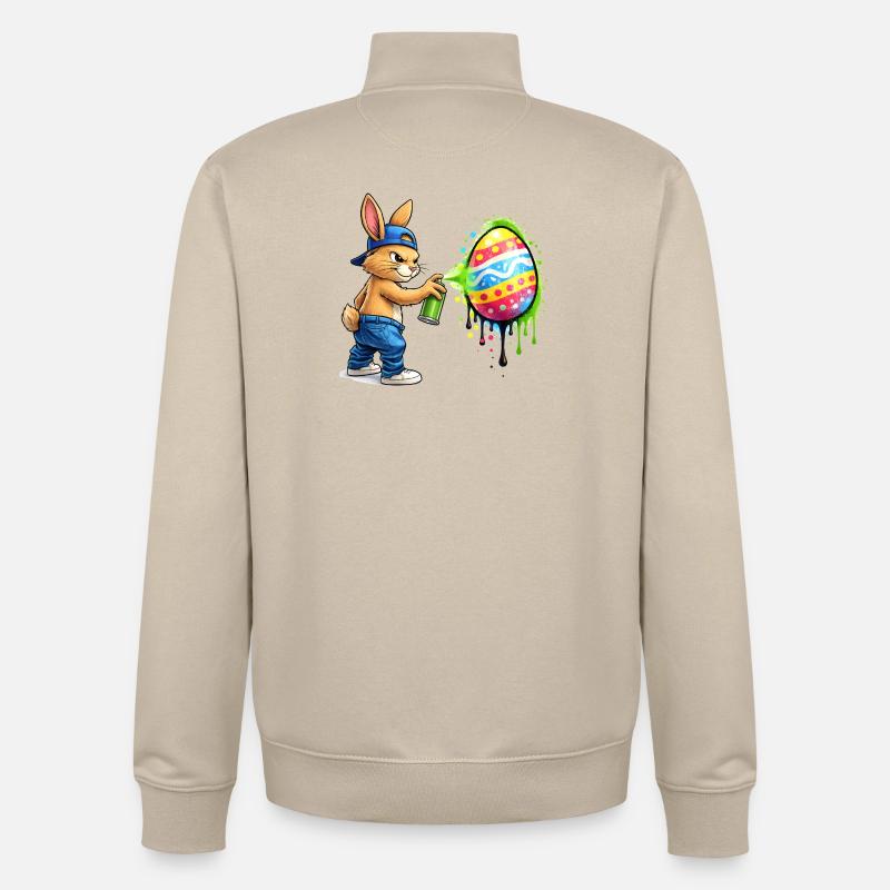 Graffiti bunny with Easter egg - Unisex Organic Zip Sweatshirt by Stanley/Stella - desert dust