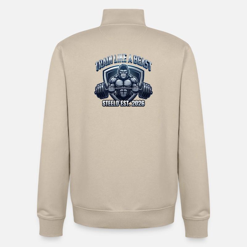 STEELD-Beast Krafttraining - Unisex Organic Zip Sweatshirt von Stanley/Stella - Cremebeige
