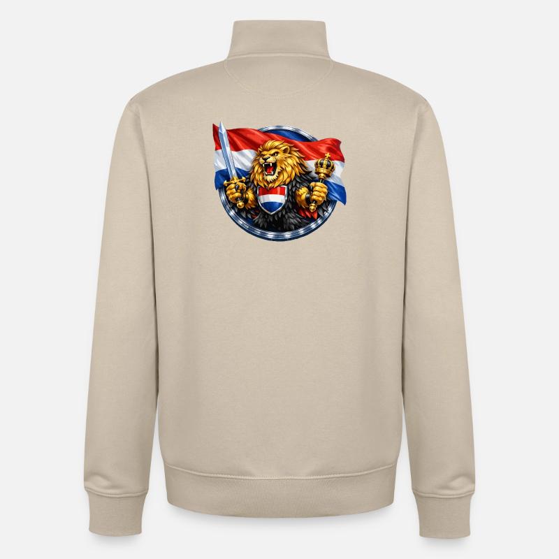 Lion hollandais avec épée et couronne - Sweat zippé unisexe en coton bio Stanley/Stella - beige crème