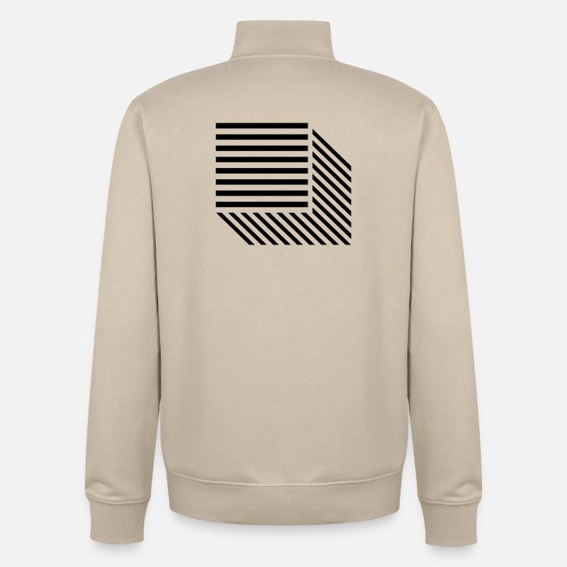 Quadratlinien-Design - Unisex Organic Zip Sweatshirt von Stanley/Stella - Cremebeige
