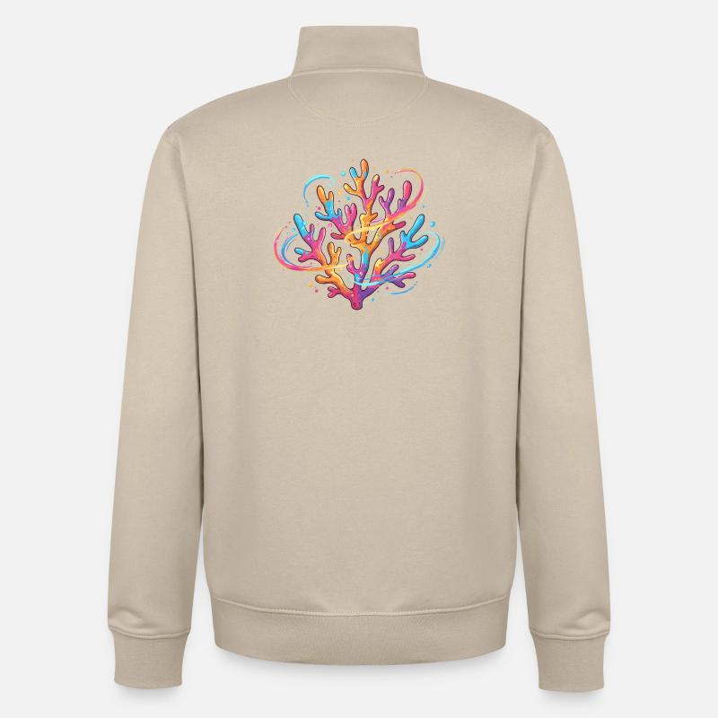 Farbenfrohes Korallenmuster - Unisex Organic Zip Sweatshirt von Stanley/Stella - Cremebeige