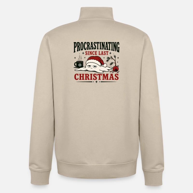 Procrastination depuis Noël dernier - Sweat zippé unisexe en coton bio Stanley/Stella - beige crème