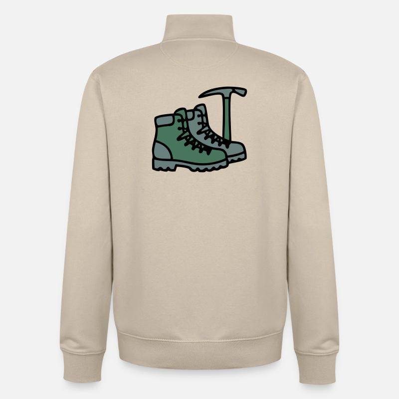 Wanderschuhe Eispickel Bergsteiger Alpen Wanderer - Unisex Organic Zip Sweatshirt von Stanley/Stella - Cremebeige