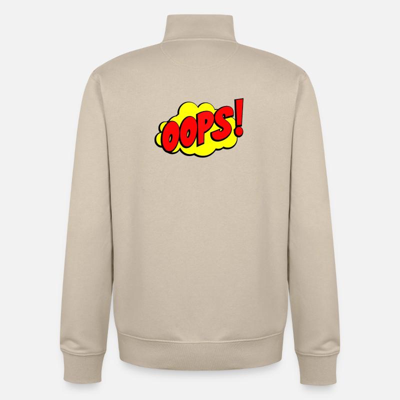 Cartoon Oops Comic Design - Unisex Organic Zip Sweatshirt von Stanley/Stella - Cremebeige
