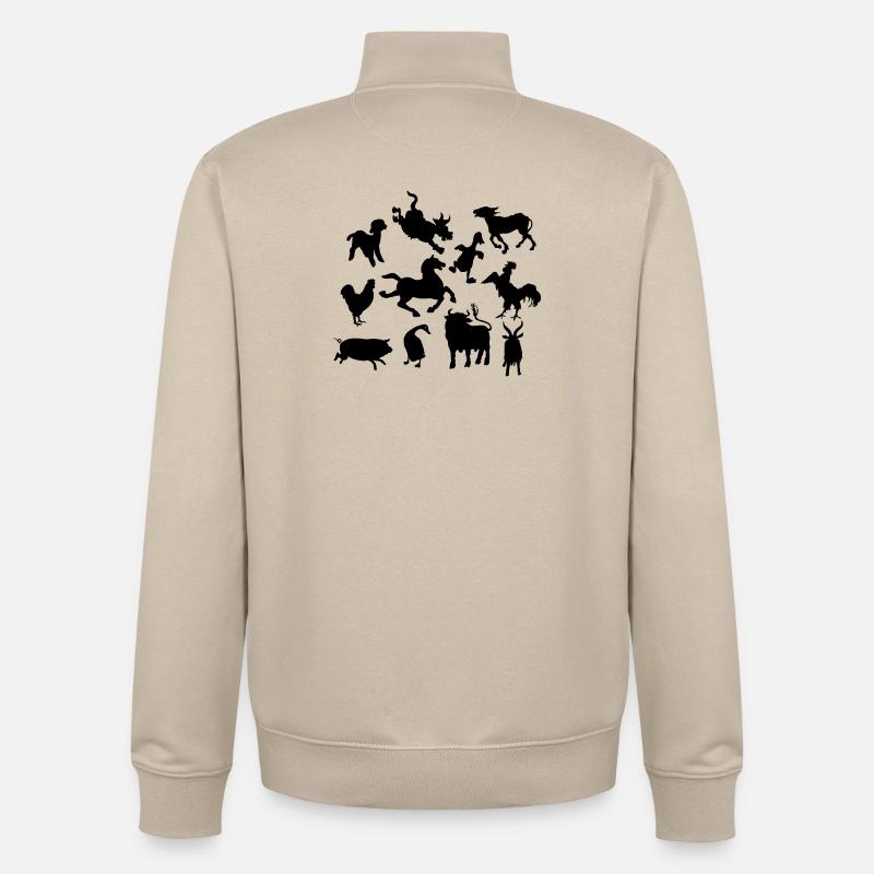 Animaux de ferme - Sweat zippé unisexe en coton bio Stanley/Stella - beige crème