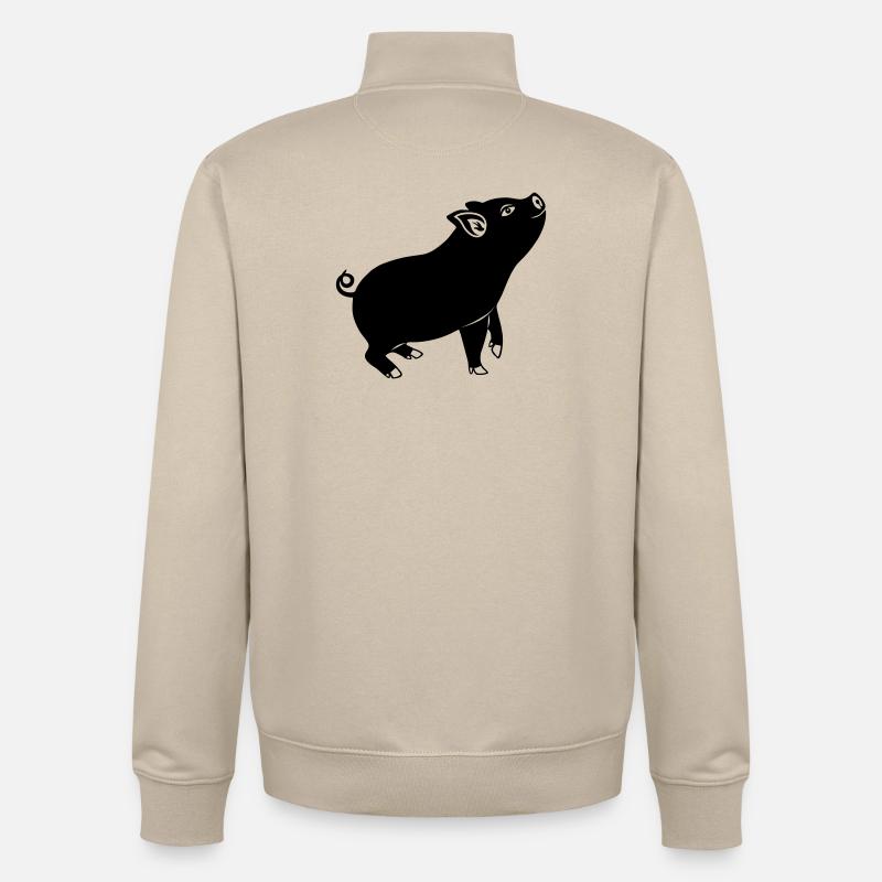 Emblème du cochon Image de l’ombre - Sweat zippé unisexe en coton bio Stanley/Stella - beige crème